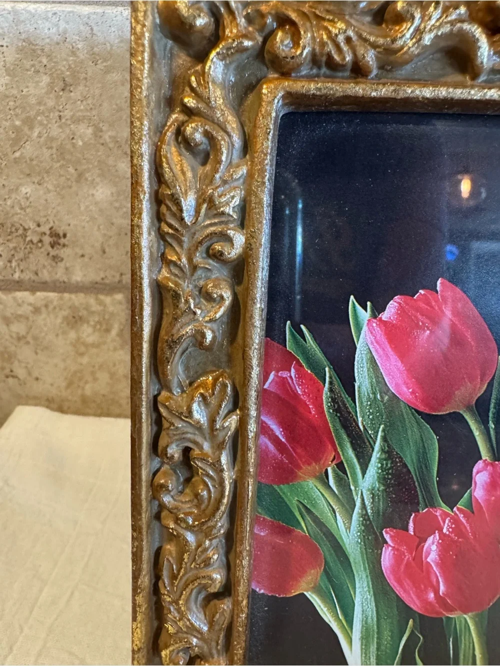 Vintage Ornate Gold Picture Frame 5x7 Baroque Style Tabletop Easel Resin
